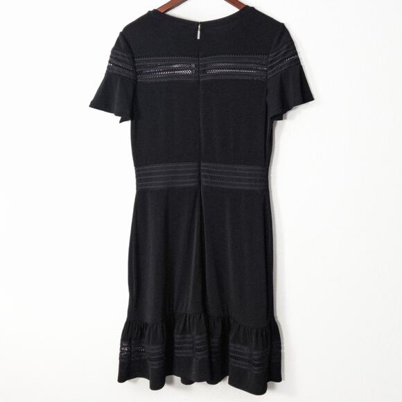 Michael Michael Kors Women’s Black Knit Cocktail Dress Sheer Quiet Luxury Medium - Picture 2 of 10